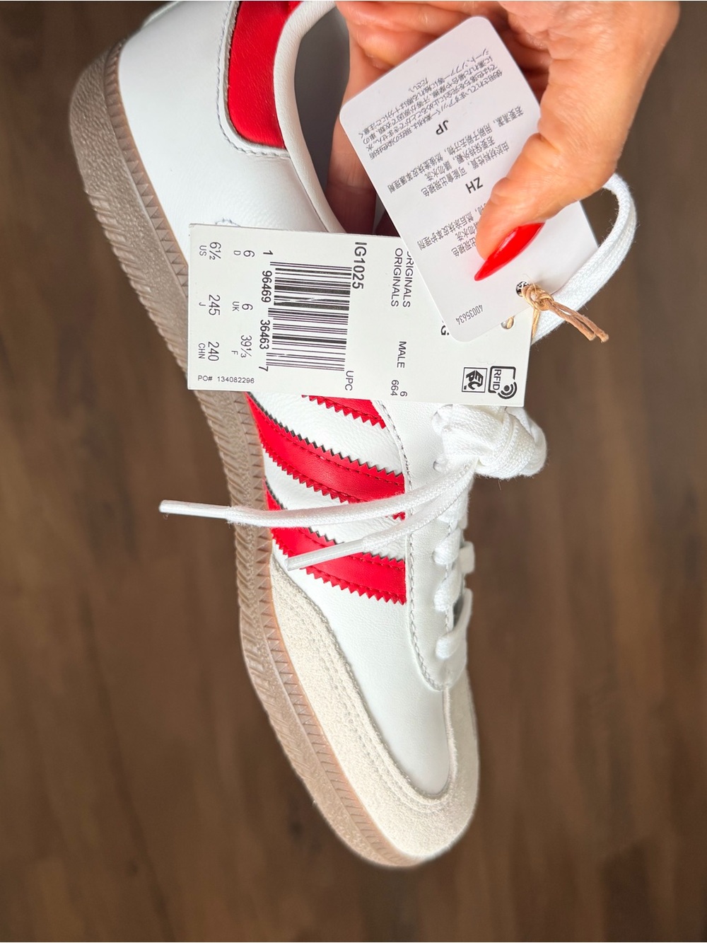 Adidas Originals Samba Sneakers in White, Red and Blue - Picture 5 of 5